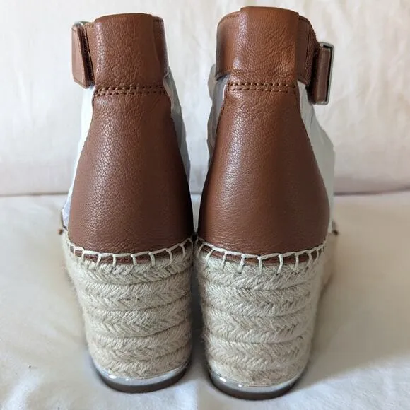 New Franco Sarto Clemens Raffia Espadrille Tan Wedge Sandals size 8.5
