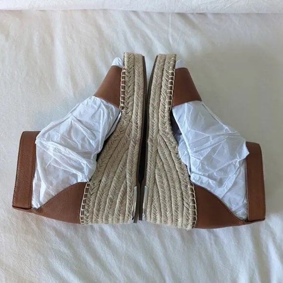 New Franco Sarto Clemens Raffia Espadrille Tan Wedge Sandals size 8.5