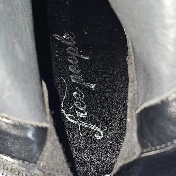 NEW Free People Double Stack Platform Boot Black Patent Leather EU Size 40