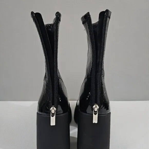 NEW Free People Double Stack Platform Boot Black Patent Leather EU Size 40