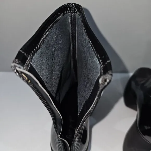 NEW Free People Double Stack Platform Boot Black Patent Leather EU Size 40