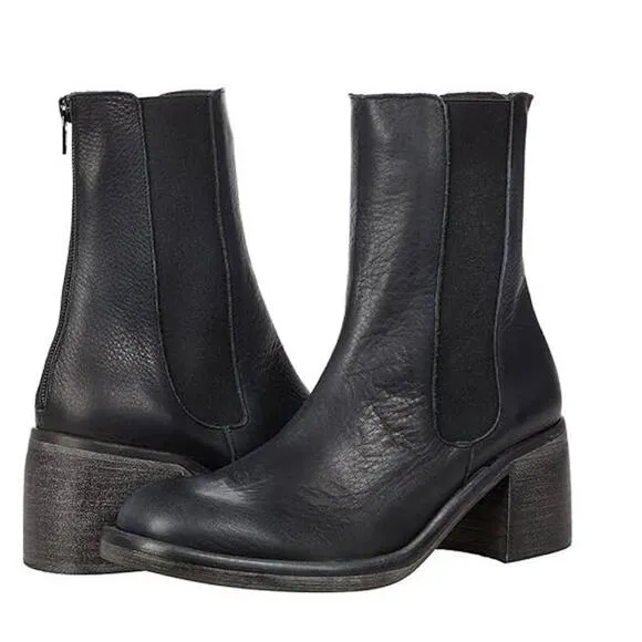 NEW Free People Essential Chelsea Metallic Boots 9.5  Zip Block Heel