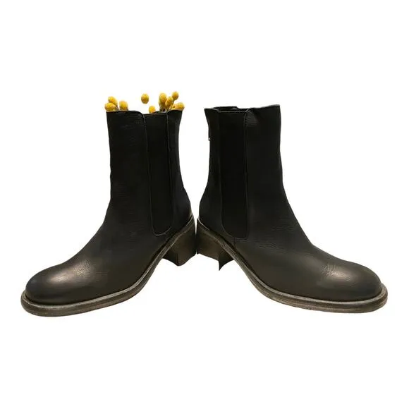 NEW Free People Essential Chelsea Metallic Boots 9.5  Zip Block Heel