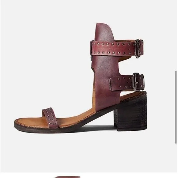 New Free People Happiness Heeled Cowboy Brown Sandals size 39.5