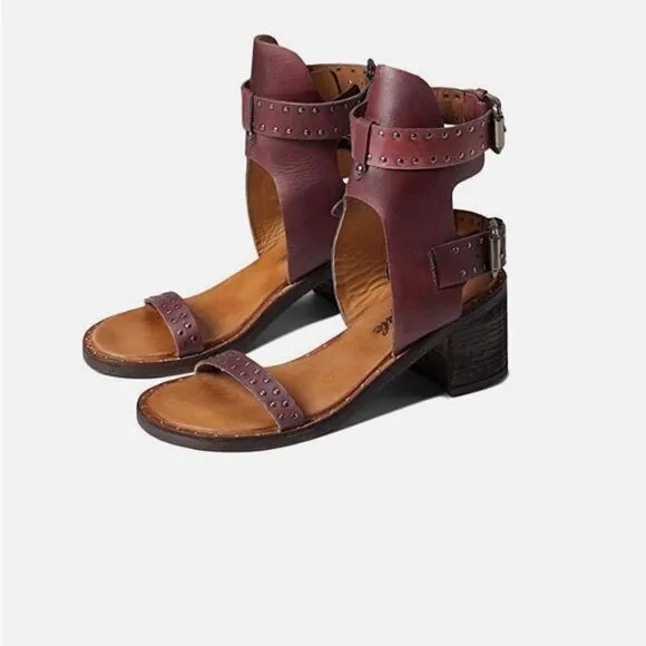 New Free People Happiness Heeled Cowboy Brown Sandals size 39.5
