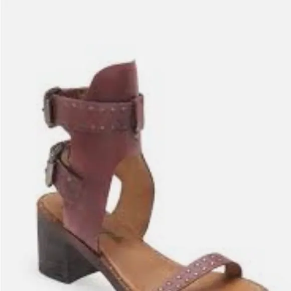 New Free People Happiness Heeled Cowboy Brown Sandals size 39.5