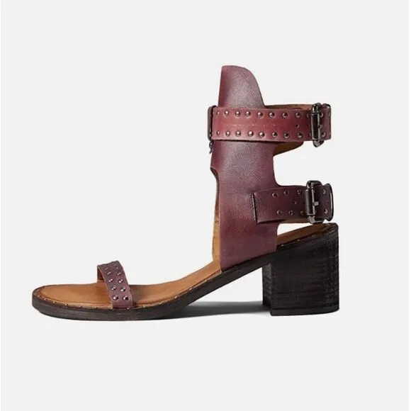 New Free People Happiness Heeled Cowboy Brown Sandals size 39.5