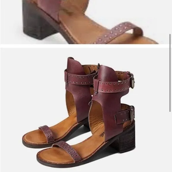 New Free People Happiness Heeled Cowboy Brown Sandals size 39.5