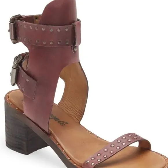 New Free People Happiness Heeled Cowboy Brown Sandals size 39.5