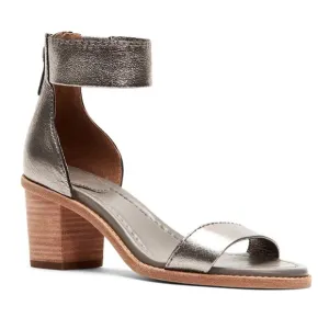 New! FRYE Brielle Metallic Leather Back Zip Block Heel Sandals