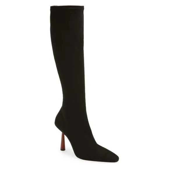 NEW Gia Borghini x RHW Stretch Knee High Boot Black