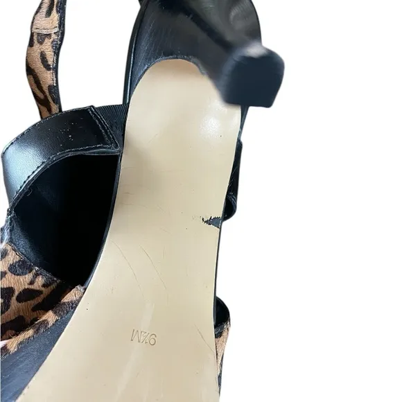 New GUESS Leopard Ofiraly Sling-Back Platform Haircalf Heels Size 9.5