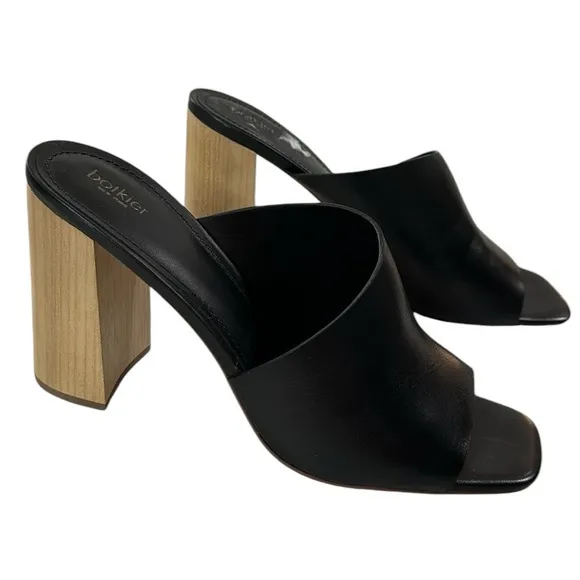 New in box Botkier Ross Block Wooden Heel Black Leather Mule Sandals Size 10
