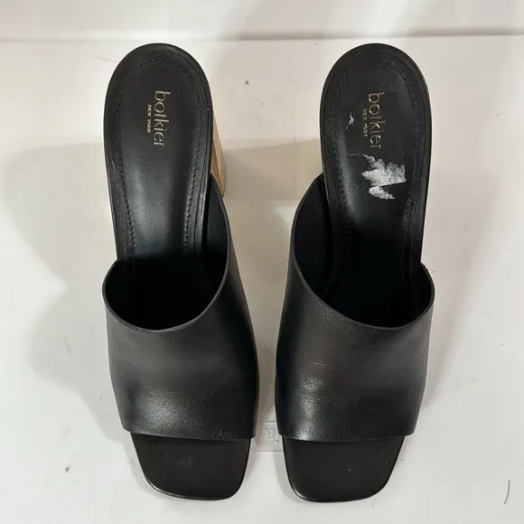 New in box Botkier Ross Block Wooden Heel Black Leather Mule Sandals Size 10