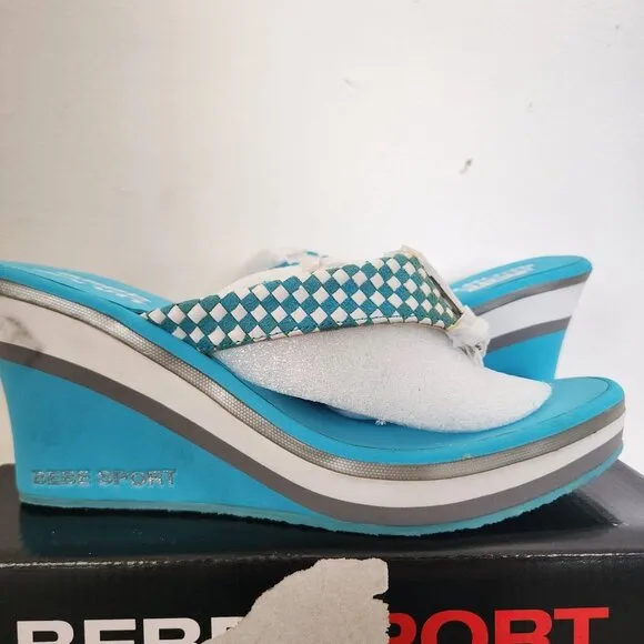 New In Box DEADSTOCK Y2K Bebe Sport Wedge Sandals Size 10