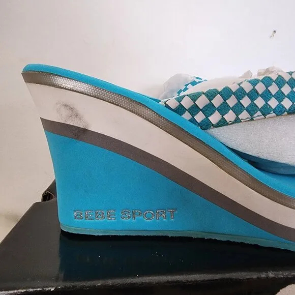 New In Box DEADSTOCK Y2K Bebe Sport Wedge Sandals Size 10
