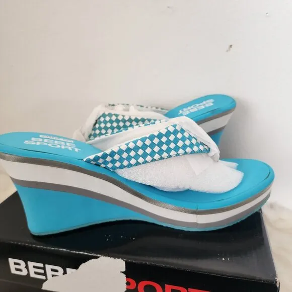 New In Box DEADSTOCK Y2K Bebe Sport Wedge Sandals Size 10