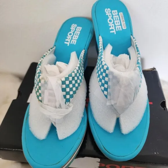 New In Box DEADSTOCK Y2K Bebe Sport Wedge Sandals Size 10