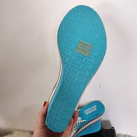 New In Box DEADSTOCK Y2K Bebe Sport Wedge Sandals Size 10