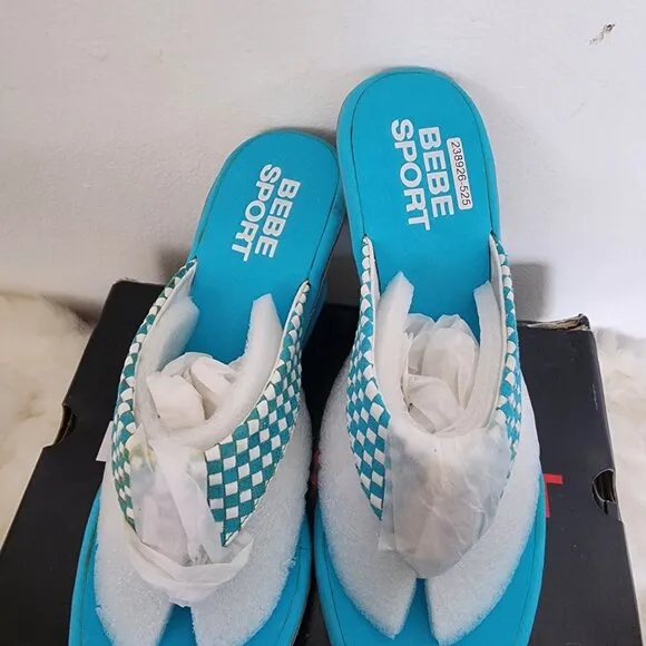 New In Box DEADSTOCK Y2K Bebe Sport Wedge Sandals Size 10