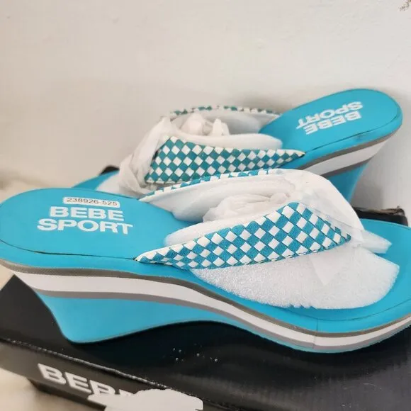 New In Box DEADSTOCK Y2K Bebe Sport Wedge Sandals Size 10