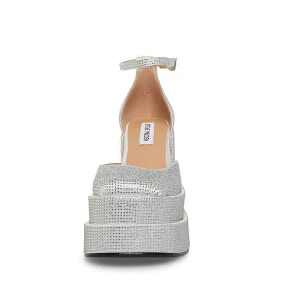 New in Box Steve Madden Charlize double platform shoes in crystal