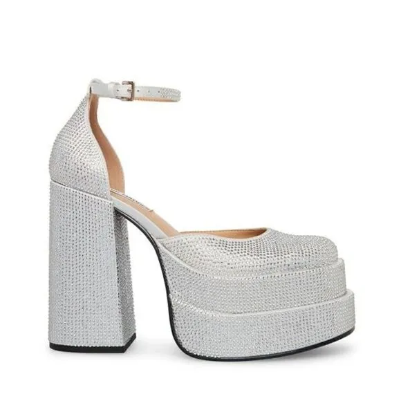 New in Box Steve Madden Charlize double platform shoes in crystal