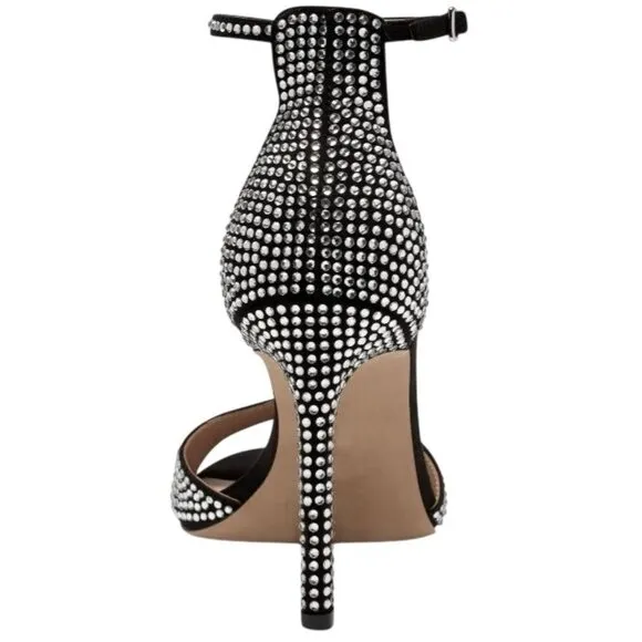 NEW INC Firah Rhinestone Embellished T-Strap‎ Stiletto Dressy Heels, Black, 6.5