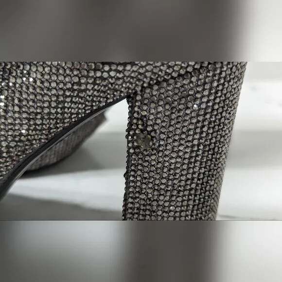 New INC International Concepts Boots Paiton Block Heel Pewter Crystal Womens 5