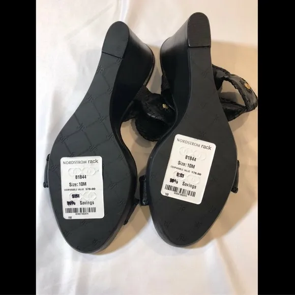 NEW Jack Rogers Shelby Wedge Sandals‎ Black [ SZ 10M ]
