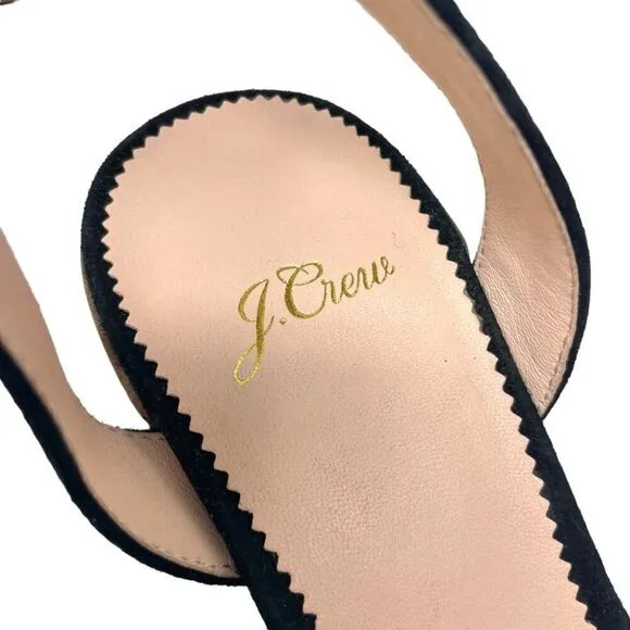 NEW J.Crew Penny Black Suede Block Heeled Sandals Size 9.5