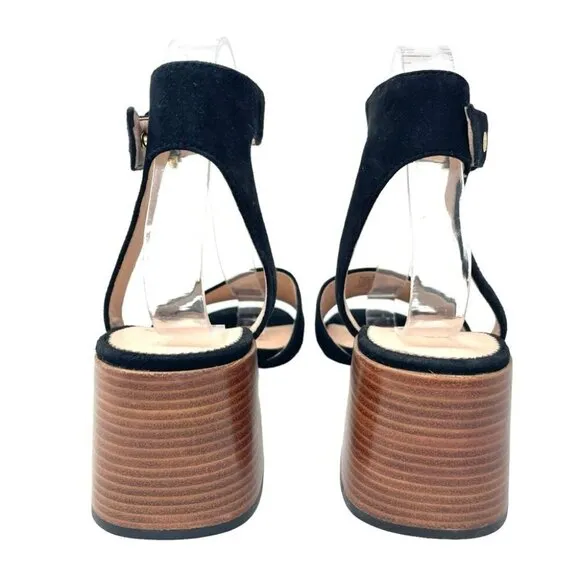 NEW J.Crew Penny Black Suede Block Heeled Sandals Size 9.5