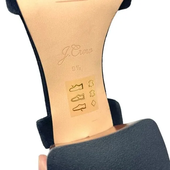 NEW J.Crew Penny Black Suede Block Heeled Sandals Size 9.5