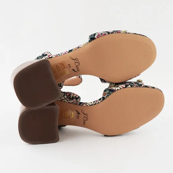 New JCREW Size 6.5 Block Heel Sandals with Gemstones in Liberty Floral
