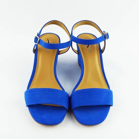 New J.Crew Size 9 Wedge Sandals in Bright Grotto Blue $138 BZ217