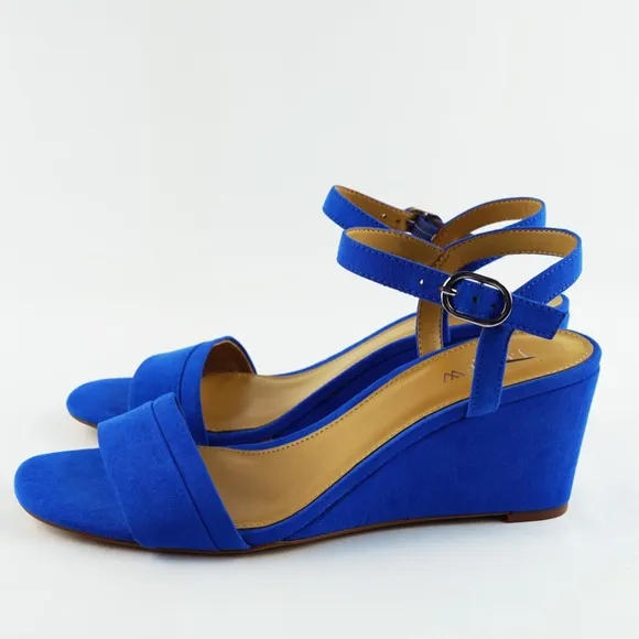 New J.Crew Size 9 Wedge Sandals in Bright Grotto Blue $138 BZ217