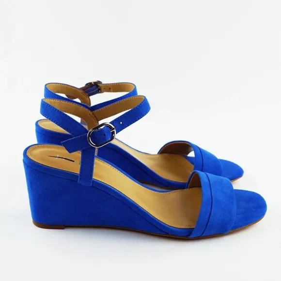 New J.Crew Size 9 Wedge Sandals in Bright Grotto Blue $138 BZ217