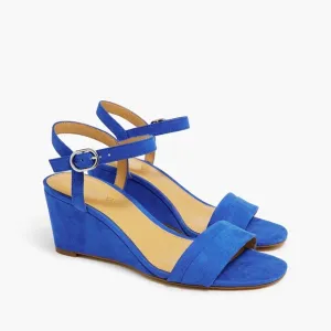New J.Crew Size 9 Wedge Sandals in Bright Grotto Blue $138 BZ217