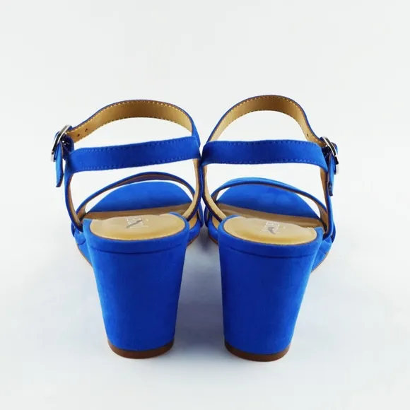 New J.Crew Size 9 Wedge Sandals in Bright Grotto Blue $138 BZ217