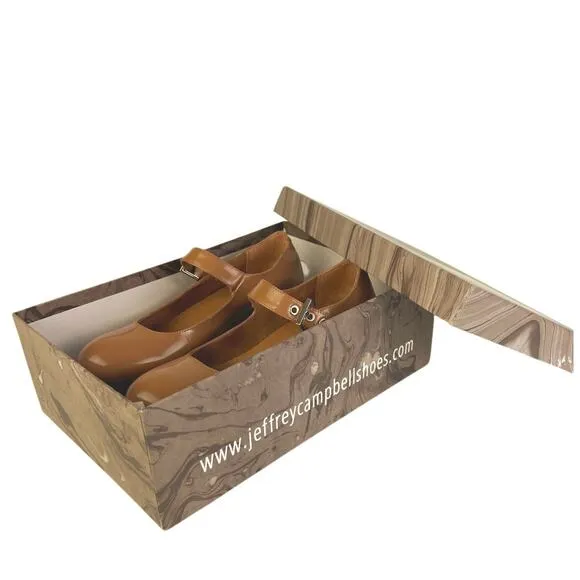 NEW Jeffrey Campbell Mary Jane Brown Tan Leather Buckle Platform Pump Shoes 6.5