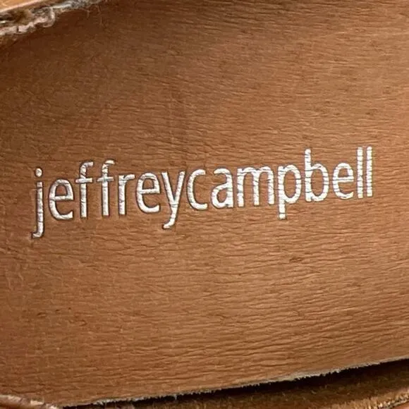 NEW Jeffrey Campbell Mary Jane Brown Tan Leather Buckle Platform Pump Shoes 6.5