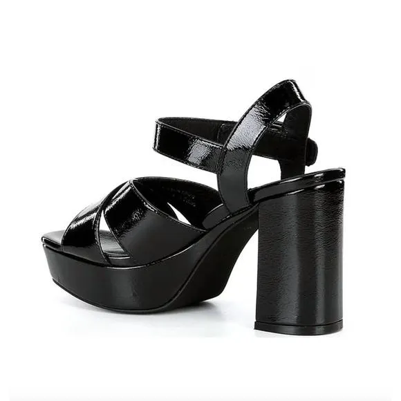 NEW JEFFREY CAMPBELL women's amma platform heels in black crinkle patent