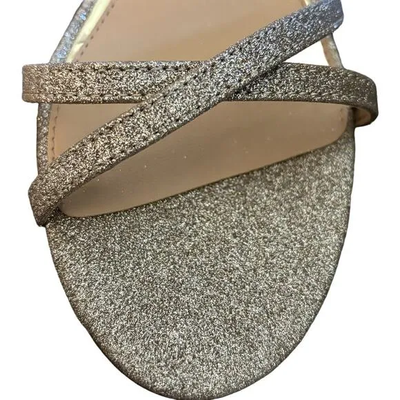 NEW Jewel By Badgley Mischka Devorah Sandals Women's Size 8.5 M Gold Glitter 3&quot;