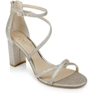 NEW Jewel By Badgley Mischka Devorah Sandals Women's Size 8.5 M Gold Glitter 3&quot;