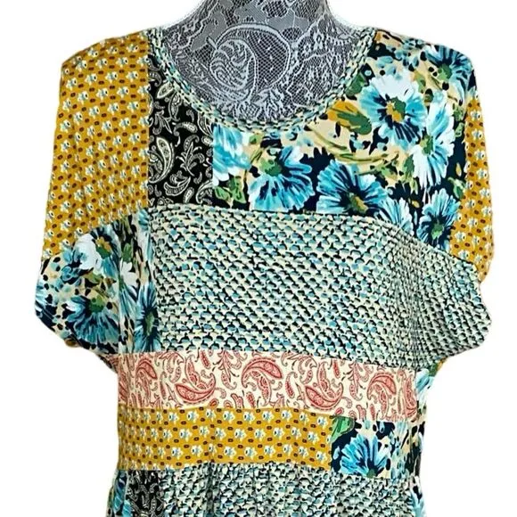 New Johnny Was Paisley Block Relaxed T-Shirt Dress Size Large