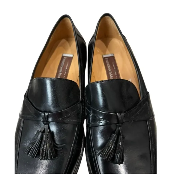 New Johnston &amp; Murphy Men's Horner Black Leather Loafers Dress Shoes 12  12W