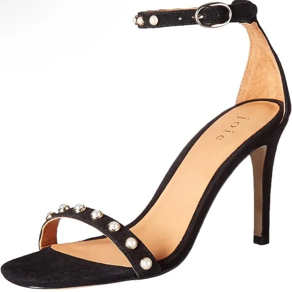 NEW Joie Alana High Heel Sandals Pearl Black Suede Sz. 9.5