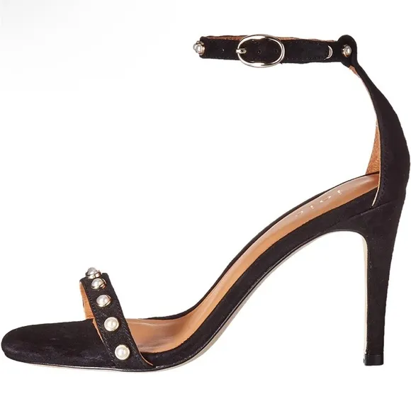 NEW Joie Alana High Heel Sandals Pearl Black Suede Sz. 9.5