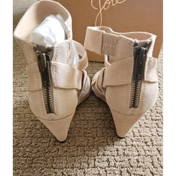 NEW Joie Royce Back Zip Wedge Sandals 40 / 10 Natural Suede Ret. $315