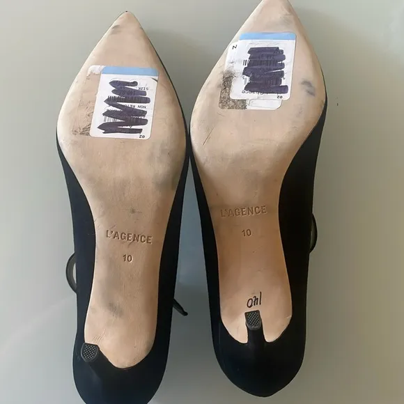 New L’AGENCE Jolie Black Suede Mary Jane Pumps Size 10